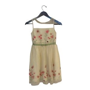 Jona Michelle Girl’s Sleeveless Dress Size 12 Yellow with Embroidered Flowers